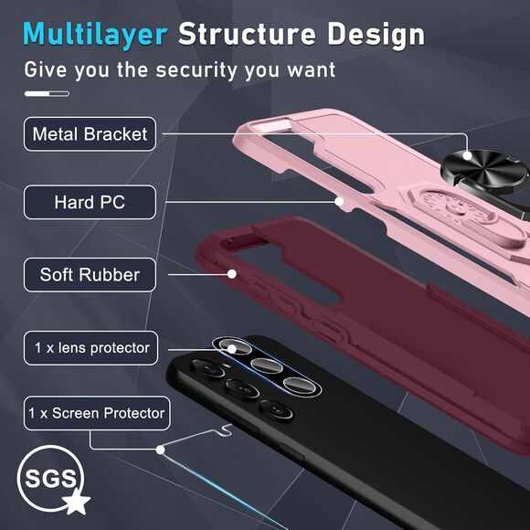 Galaxy S23 Heavy Duty Case w/Screen Protector & Lens Protector, Pink or Blue - Picture 6 of 11